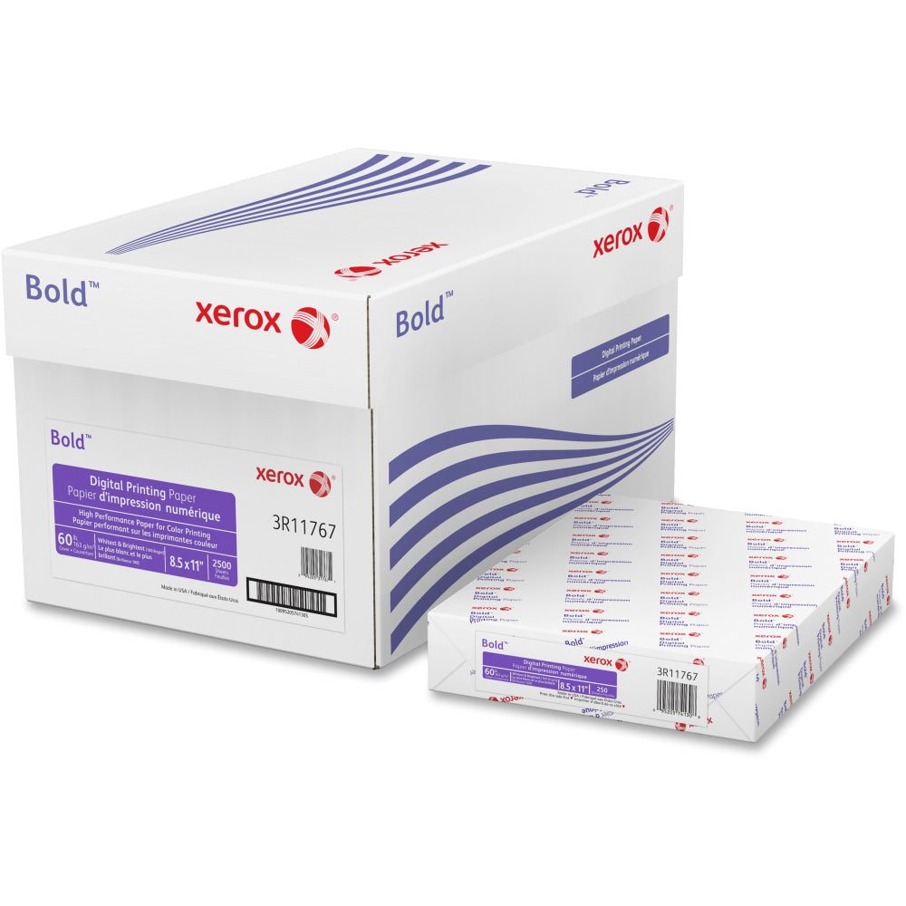 Xerox Bold Digital Multi-Use Printer & Copier Paper, Letter Size (8 1/2in x 11in), Pack Of 250 Sheets, 100 (U.S.) Brightness, 60 Lb, White