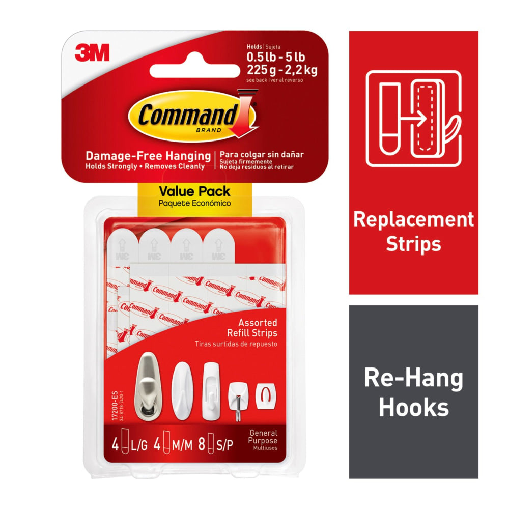 Command Mounting Strips, Damage-Free, Pack of 4 Pairs of Strips