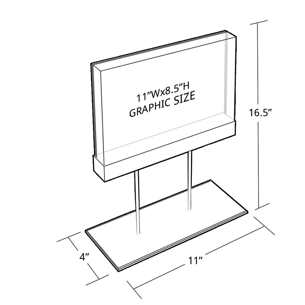 Azar Displays Elite Series Acrylic Horizontal Block Countertop Sign Holder, 8-1/2inH x 11inW, Clear