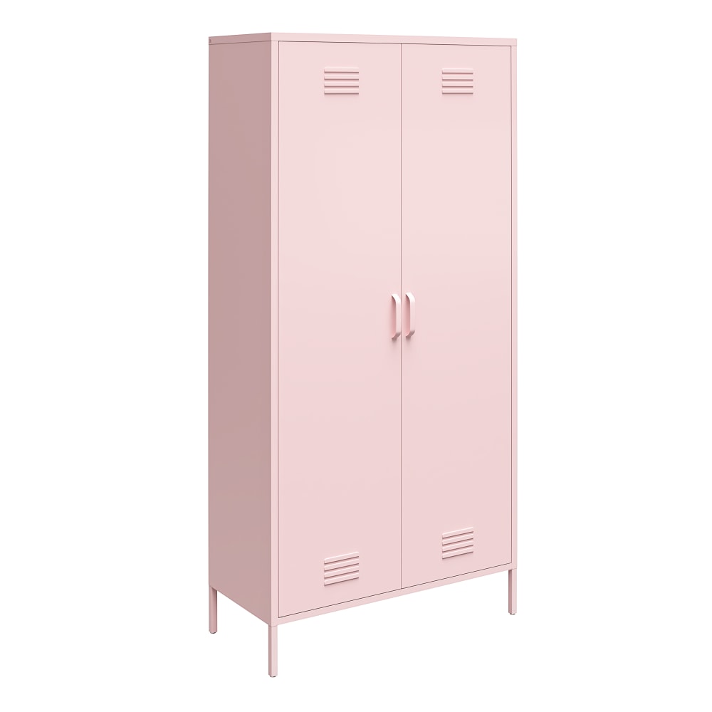 Ameriwood Home Cache Tall 2-Door Metal Locker Cabinet, 72-7/8inH x 35-7/16inW x 15-3/4inD, Pink