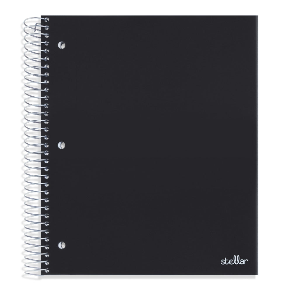 Office Depot Brand Stellar Poly Notebook, 8-1/2in x 10-1/2in, 3 Subject, Wide Ruled, 150 Sheets, Black