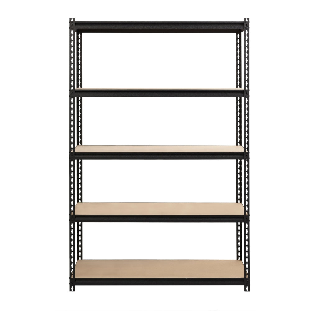 Lorell Iron Horse 2300 lb Capacity Riveted Shelving - 5 Shelf(ves) - 72in Height x 48in Width x 18in Depth - 30% Recycled - Black - Steel, Particleboard - 1 Each