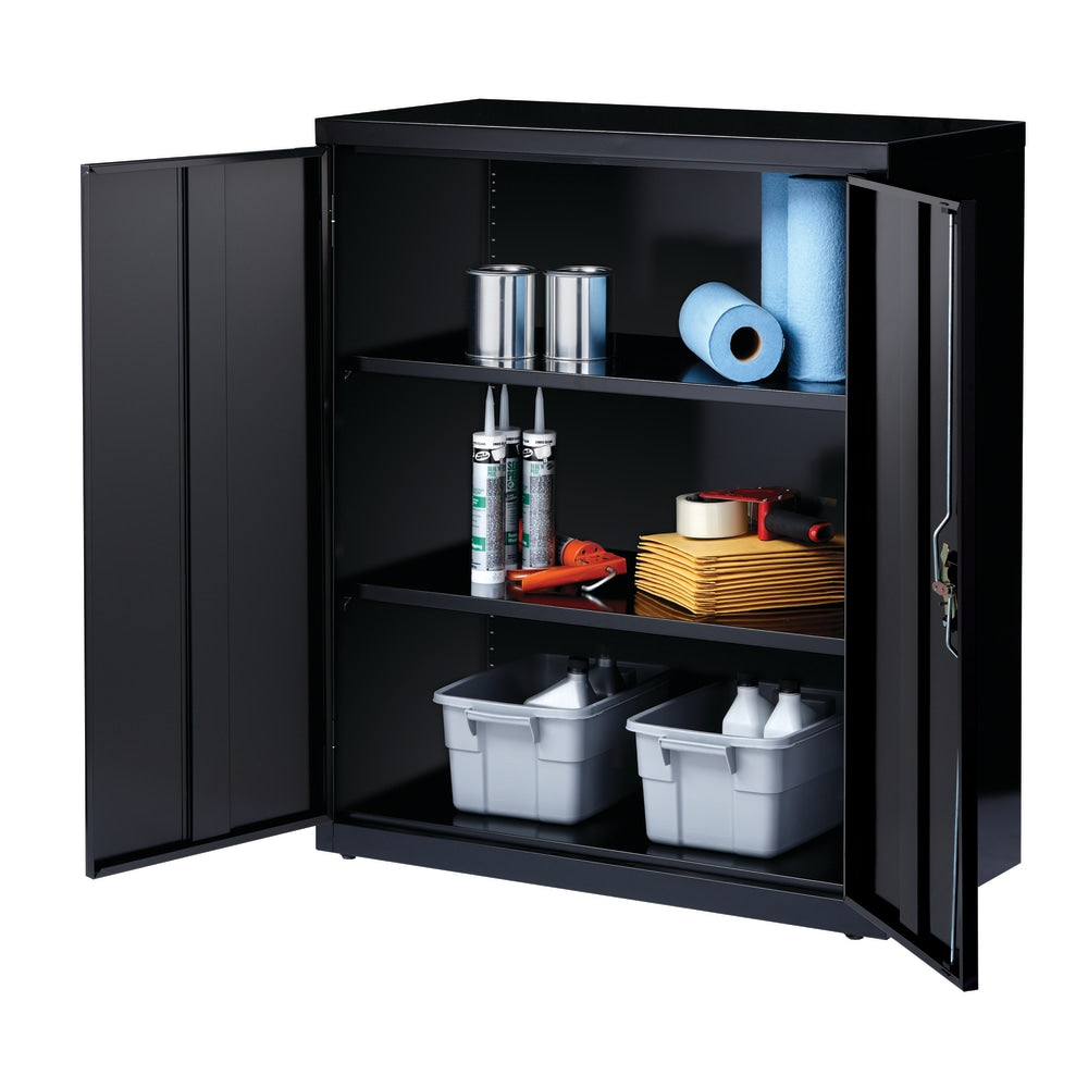 Lorell Fortress Series 18inD Steel Storage Cabinet, Fully Assembled, 3-Shelf, Black