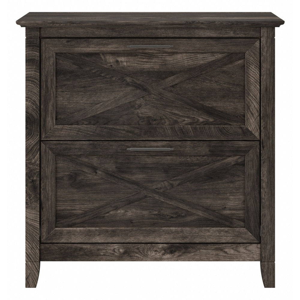 Bush Furniture Key West 30inW x 19-7/8inD Lateral 2-Drawer File Cabinet, Dark Gray Hickory, Standard Delivery