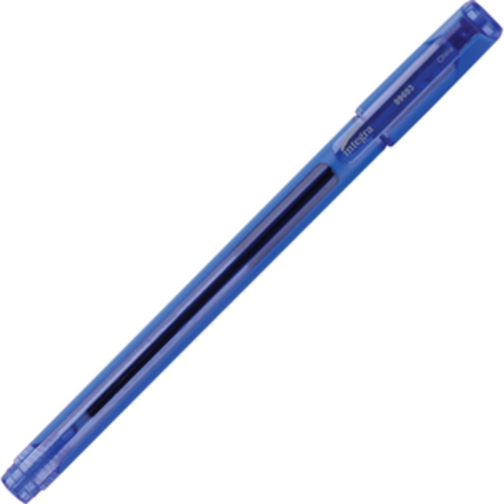 Integra Quick-Dry Gel Ink Stick Pens, 0.7 mm, Blue Ink, Pack Of 12 Pens