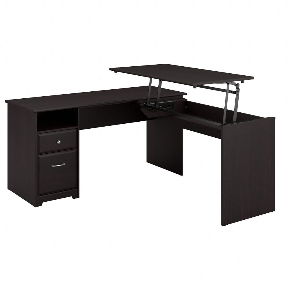 Bush Furniture Cabot 3 Position L Shaped Sit to Stand Desk, 60inW, Espresso Oak, Standard Delivery