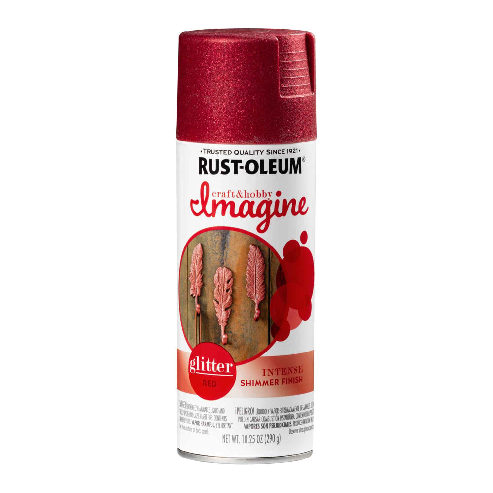 Rust-Oleum Imagine Craft and Hobby Glitter Spray Paint, 10.25 Oz, Red, Pack Of 4 Cans