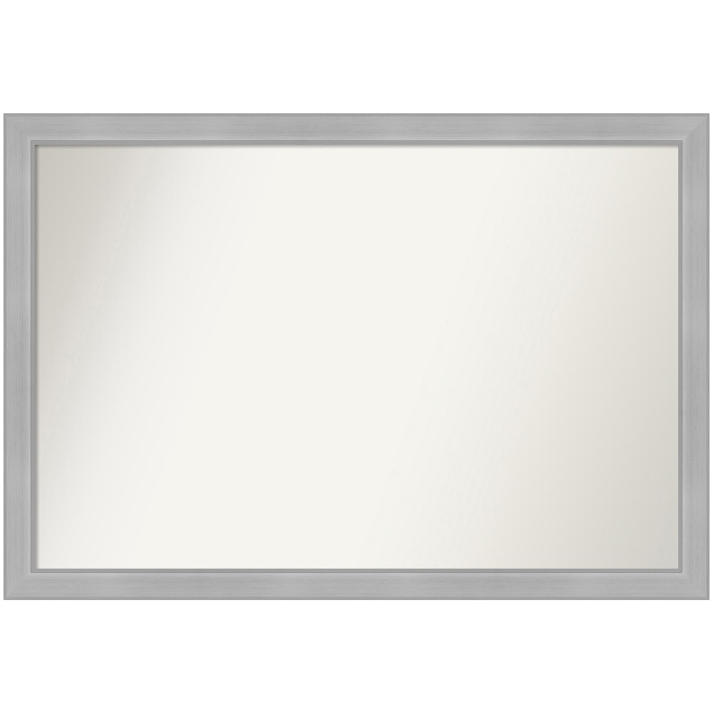 Amanti Art Narrow Non-Beveled Rectangle Framed Bathroom Wall Mirror, 26-1/2in x 38-1/2in, Vista Brushed Nickel