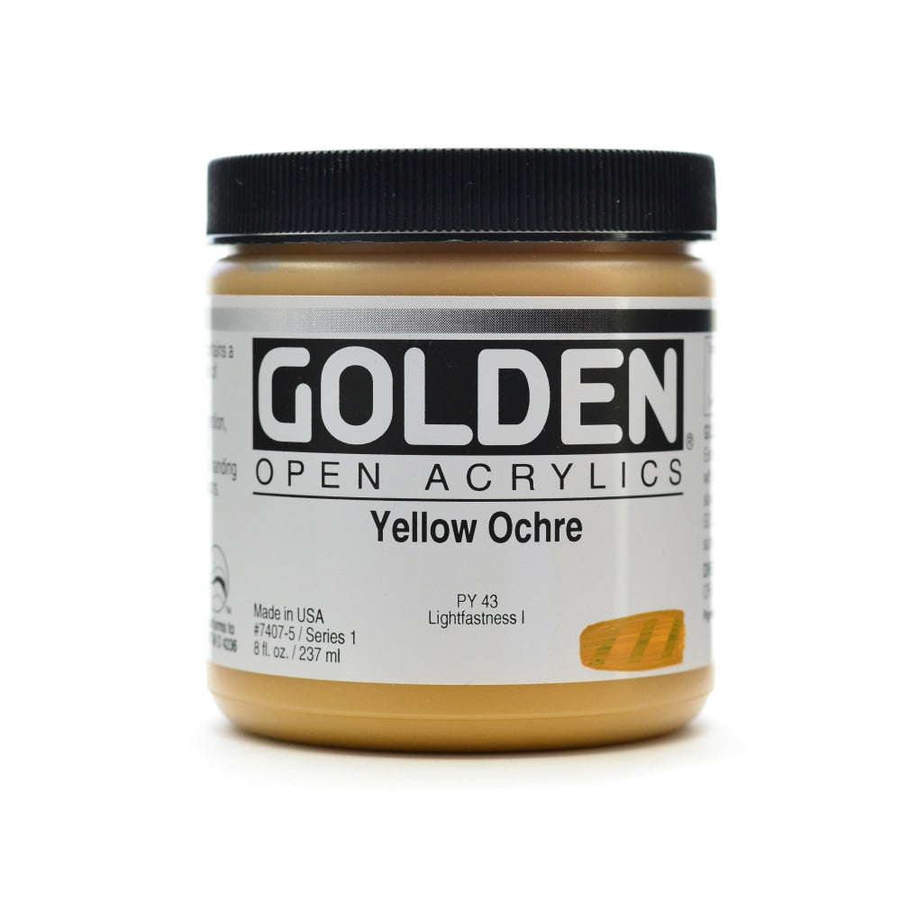 Golden OPEN Acrylic Paint, 8 Oz Jar, Yellow Ochre