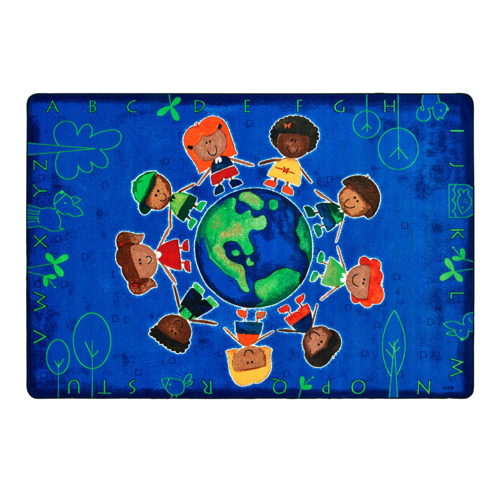 Carpets For Kids Premium Collection Give The Planet A Hug Rug, 3ft10in x 5ft5in, Blue