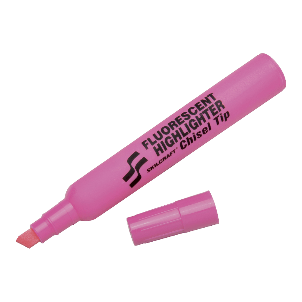 SKILCRAFT Thick-N-Thin Jumbo Fluorescent Highlighters, Pink, Box Of 12 (AbilityOne 7520-00-460-7598)