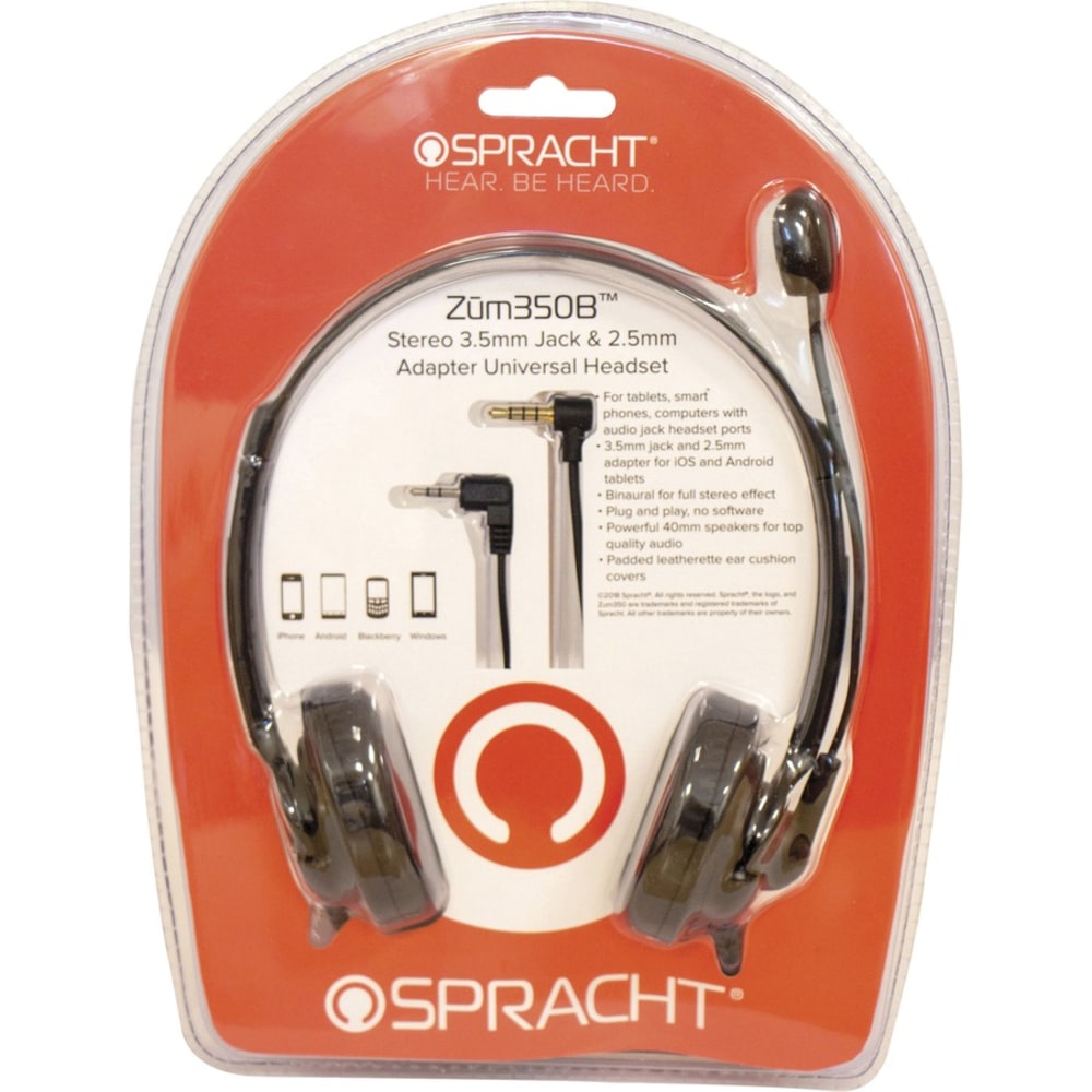 Spracht ZUM ZUM350B Headset - Stereo - Mini-phone (3.5mm), Sub-mini phone (2.5mm) - Wired - Over-the-head - Binaural - Circumaural - Noise Cancelling Microphone