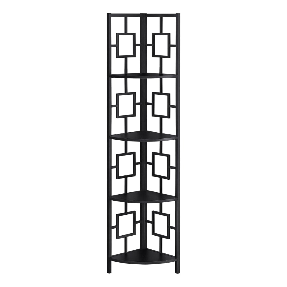 Monarch Specialties Astrid 62inH 4-Shelf Corner Bookcase, Black