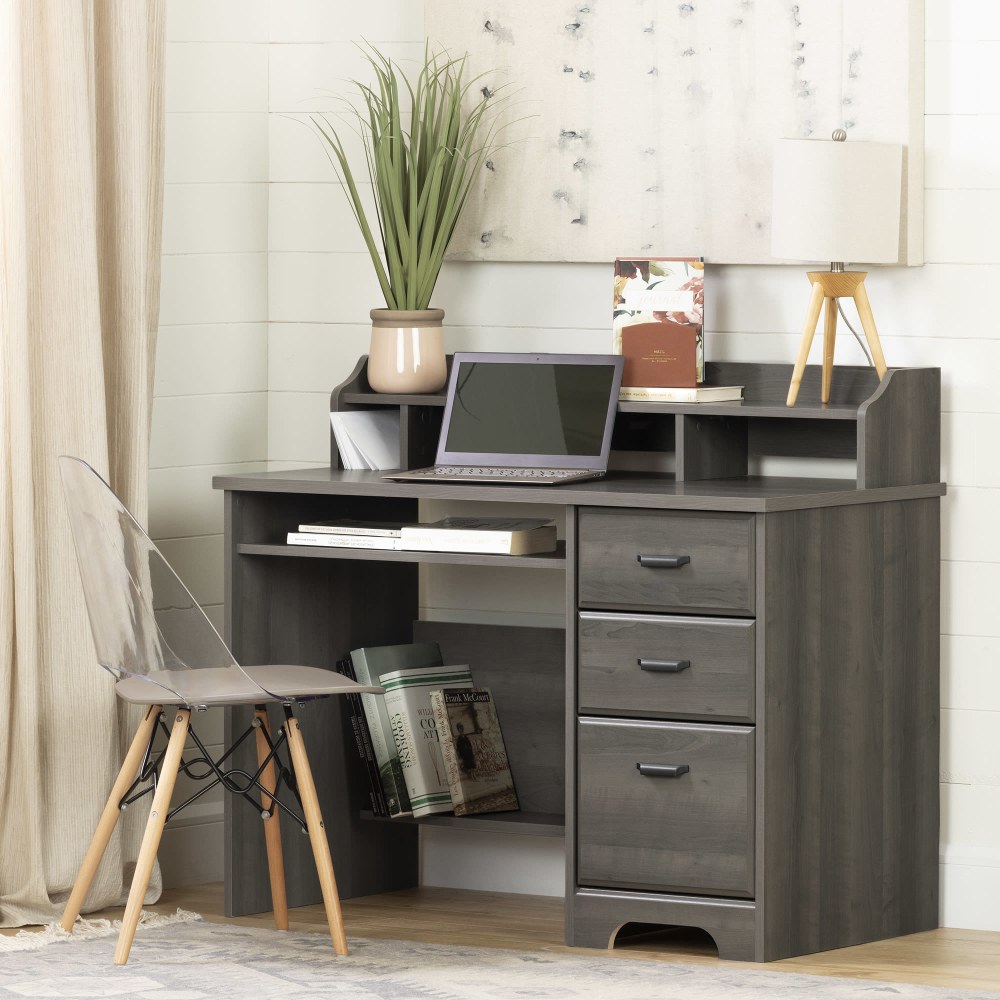 South Shore Versa 45inW Computer Desk With Hutch, Gray Maple