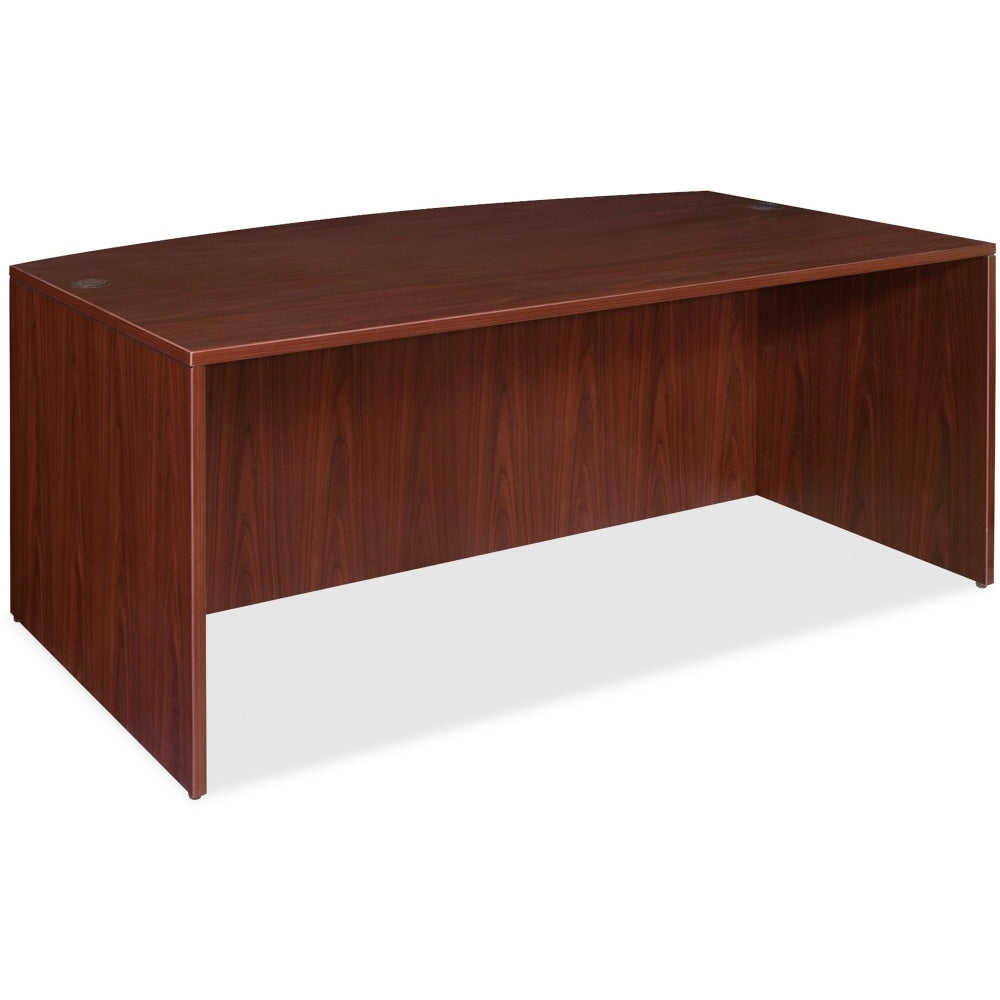 Lorell Essentials 72inW Bow-Front Shell Computer Desk, Mahogany