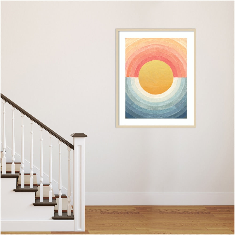 Amanti Art Retro Vibes Abstract Sun by Danhui Nai Wood Framed Wall Art Print, 33inW x 41inH, Natural