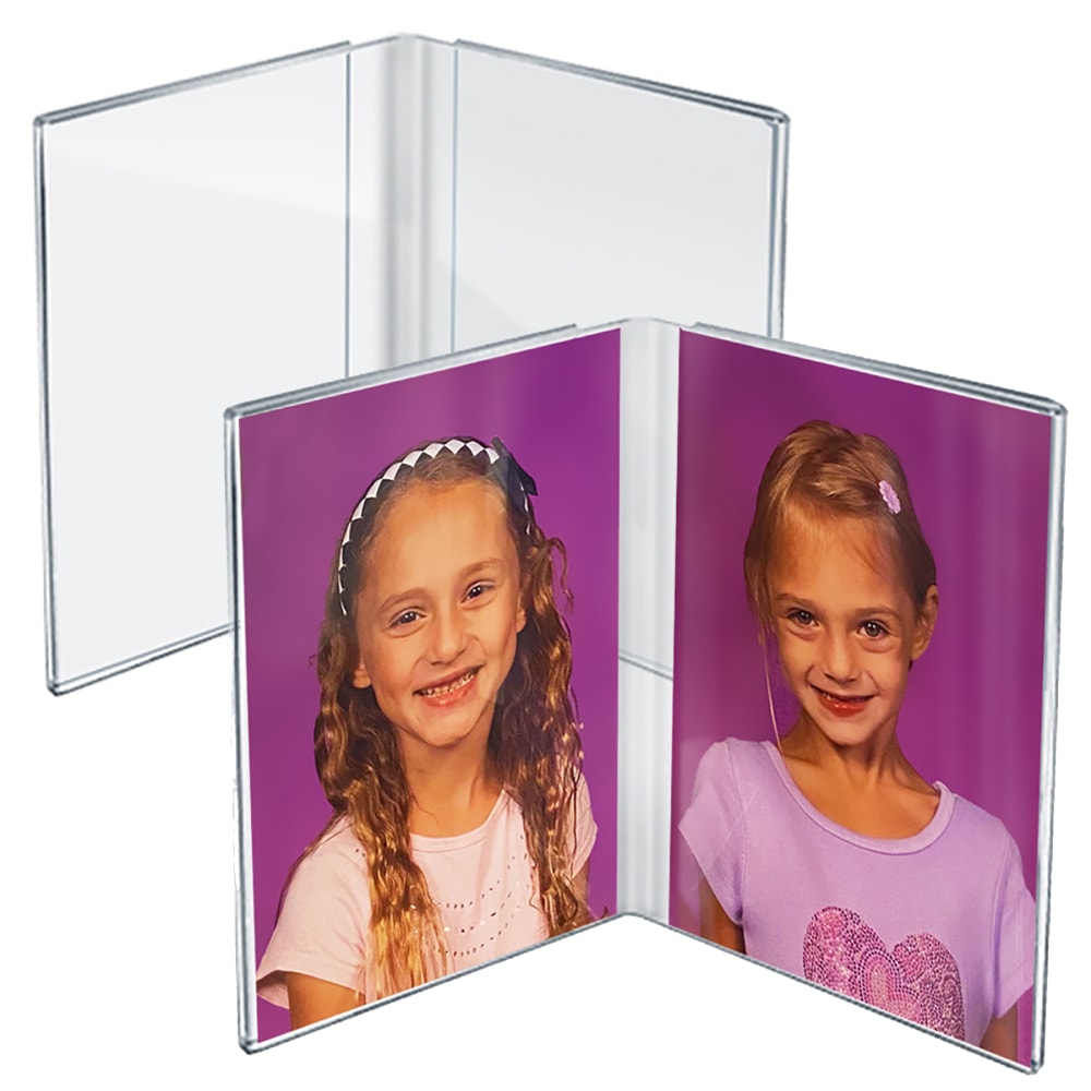 Azar Displays Side-By-Side Acrylic Photo Frames, 6in x 4in, Clear, Pack Of 2 Frames