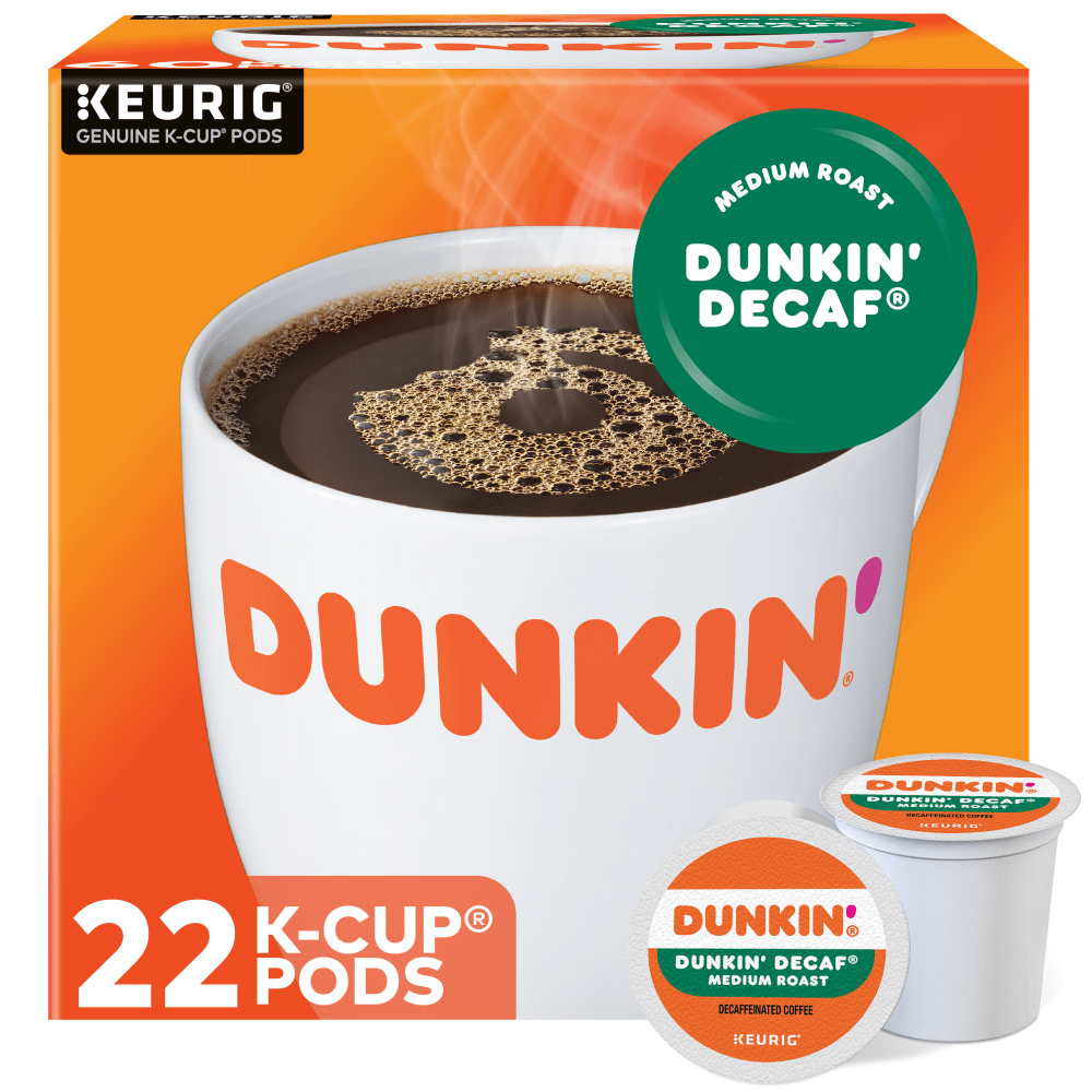 Dunkin Donuts Single-Serve Coffee K-Cup, Decaffeinated, Carton Of 22