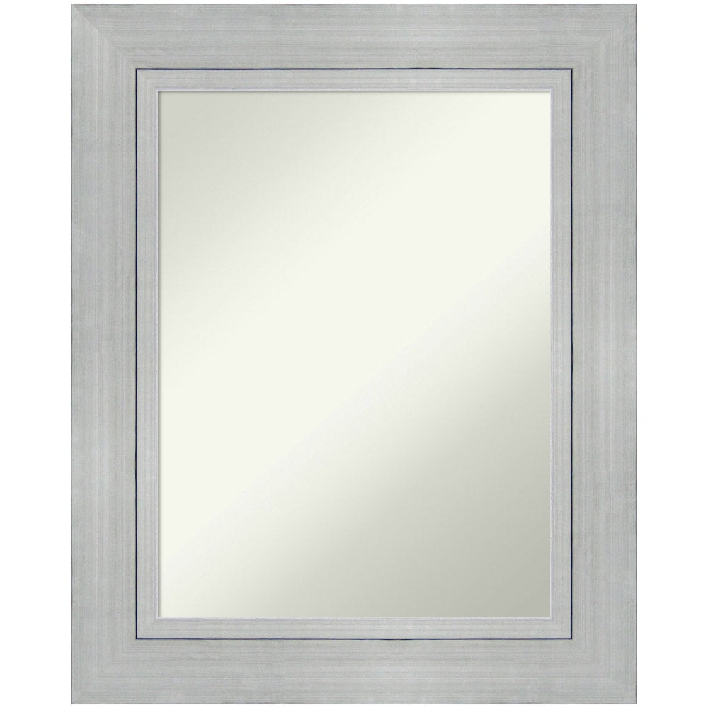 Amanti Art Non-Beveled Rectangle Wood-Framed Bathroom Wall Mirror, 31-1/4in x 25-1/4in, Romano Silver