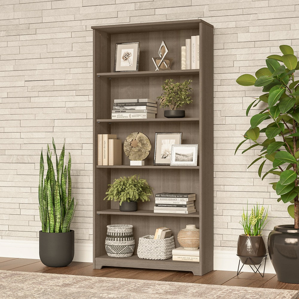 Bush Business Furniture Cabot 67inH 5-Shelf Bookcase, Ash Gray, Standard Delivery