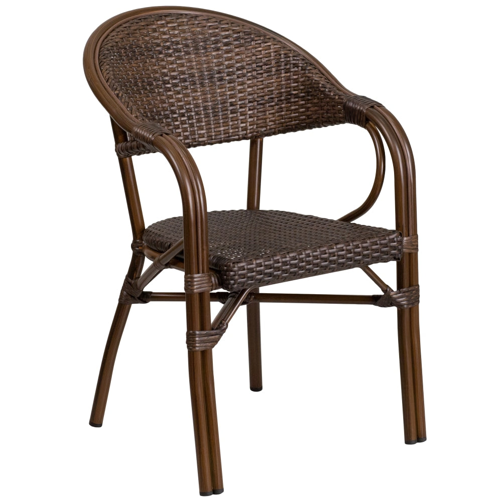 Flash Furniture Milano Rattan Restaurant Patio Chair, Cocoa Rattan/Brown Bamboo