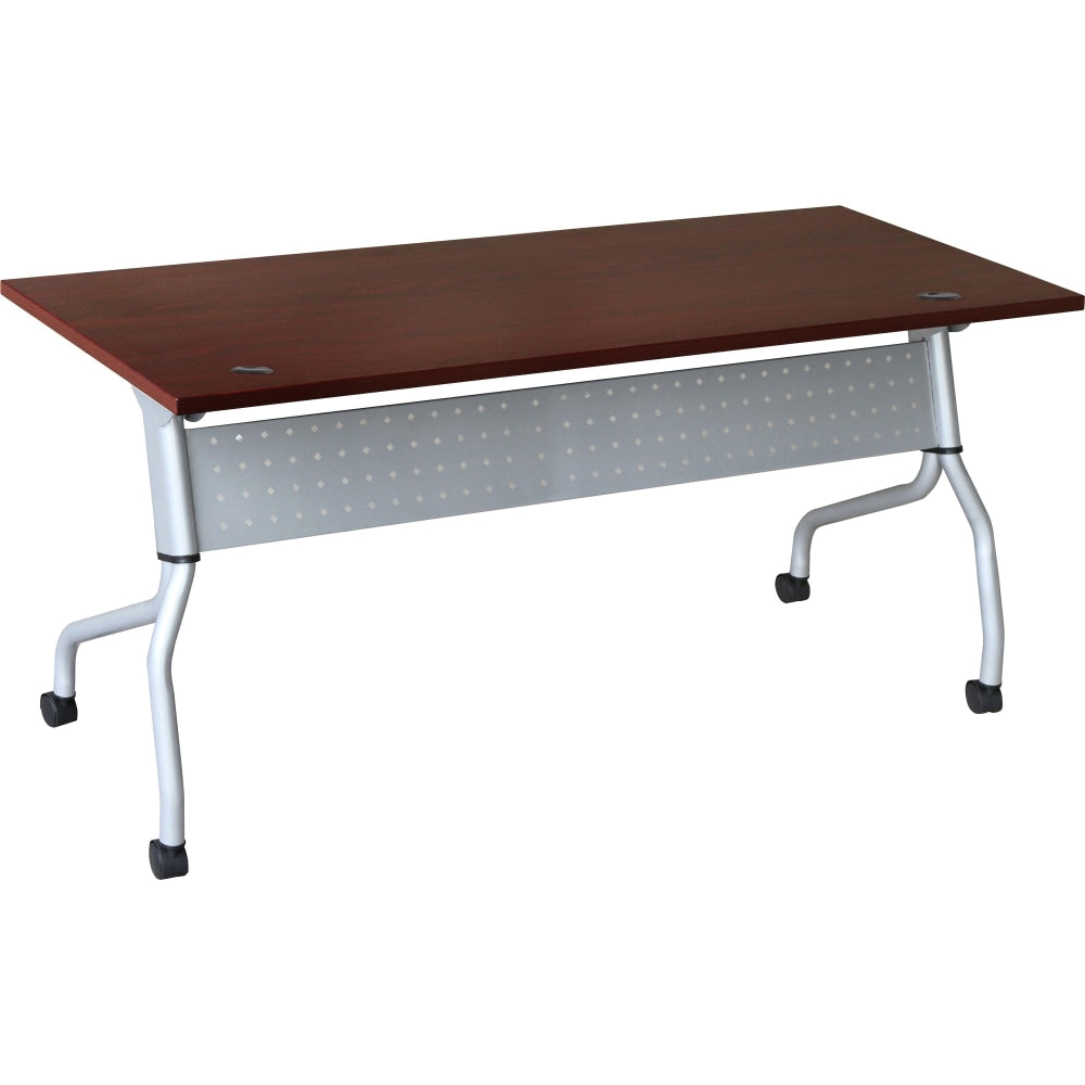 Lorell Flip Top Training Table, 72inW, Mahogany/Silver