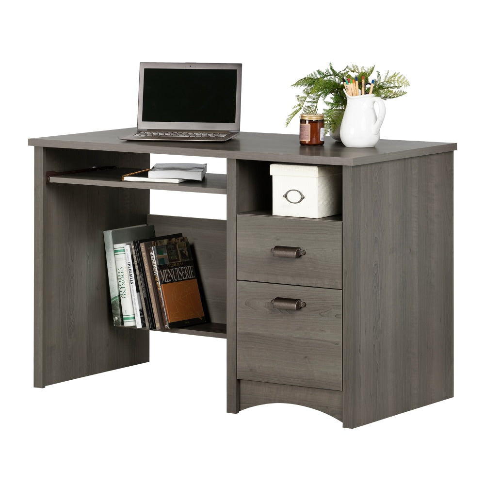 South Shore Gascony 46inW Computer Desk With Keyboard Tray, Gray Maple