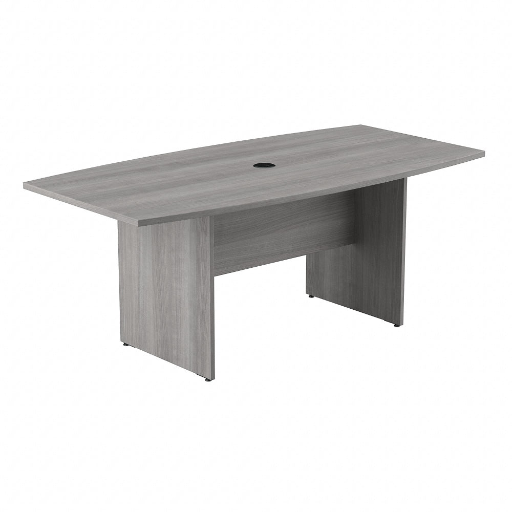 Bush Business Furniture 72inW x 36inD Boat-Shaped Conference Table With Wood Base, Platinum Gray, Standard Delivery