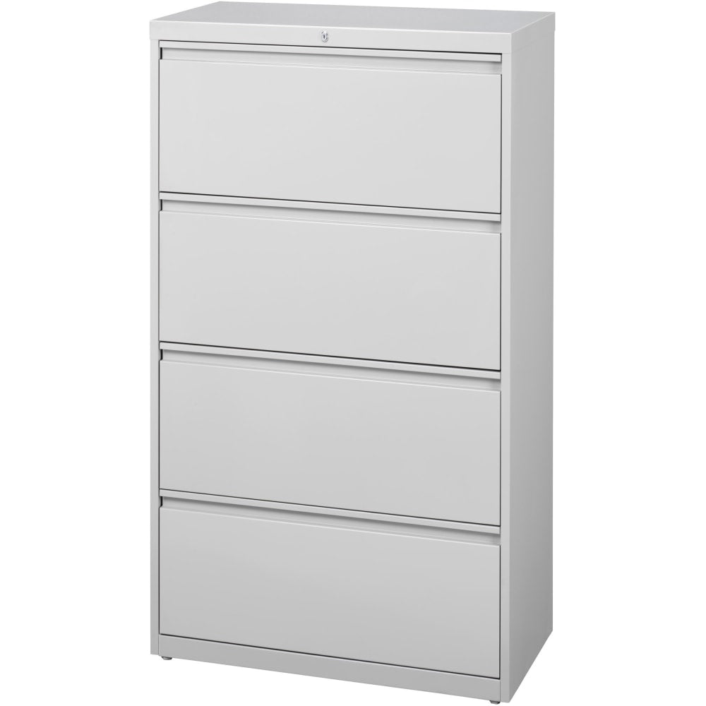 Lorell Fortress 36inW x 18-5/8inD Lateral 4-Drawer File Cabinet, Light Gray