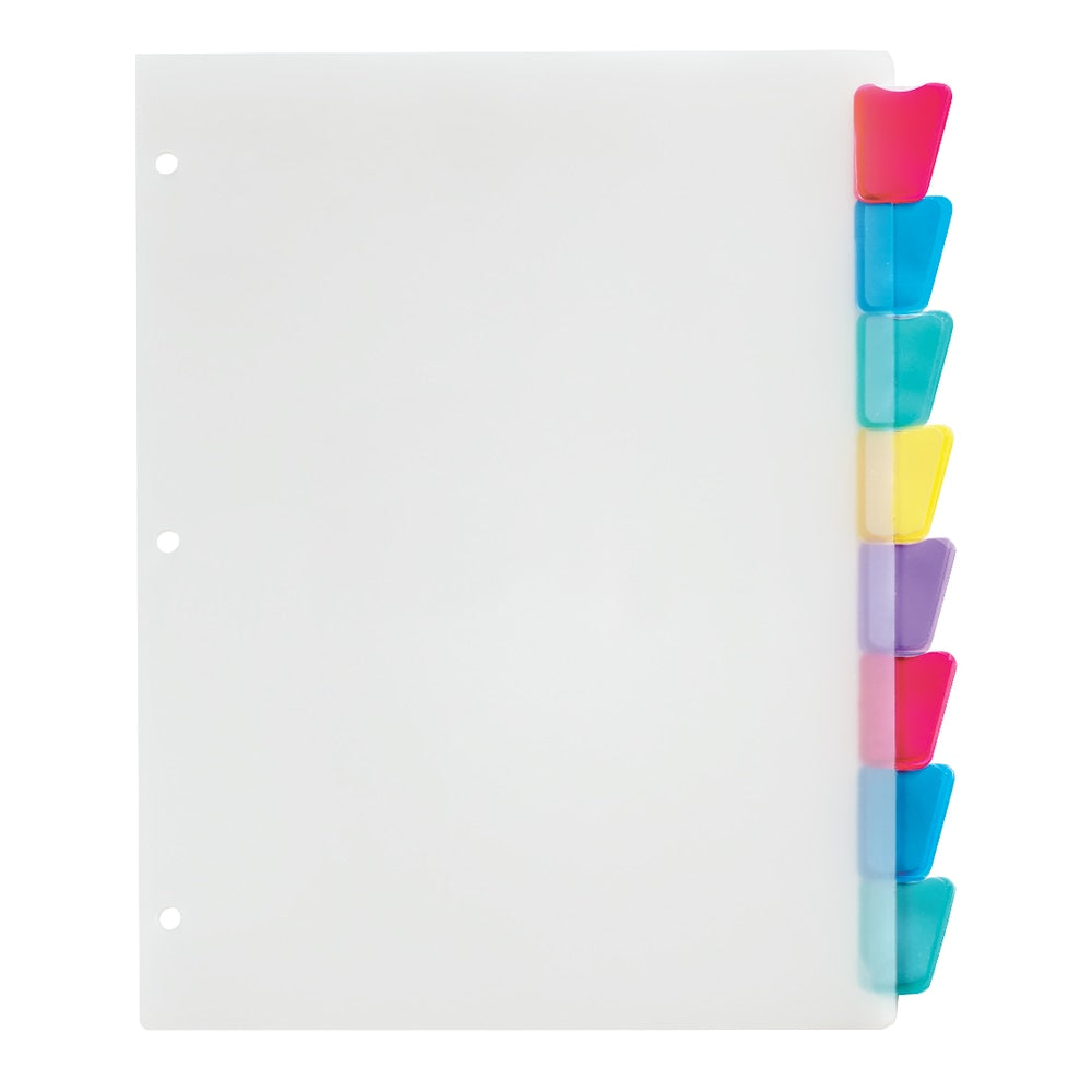 Office Depot Brand Plastic Dividers With Insertable Rounded Tabs, Assorted Colors, 8-Tab