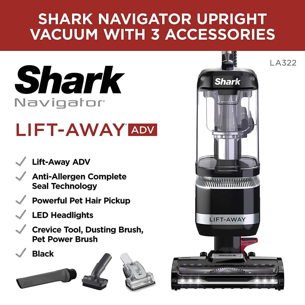 Shark Navigator Lift-Away ADV Upright Vacuum Cleaner, Black