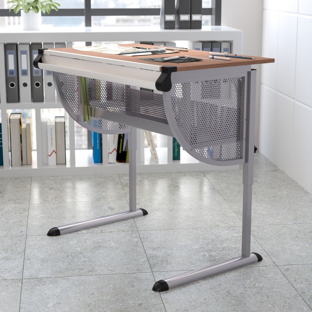 Flash Furniture Adjustable Drawing And Drafting Table, Pewter