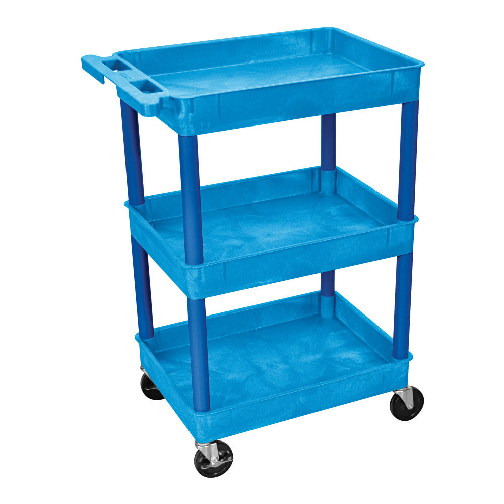 Luxor 3-Shelf Tub Cart, 36 1/2inH x 24inW x 18inD, Blue