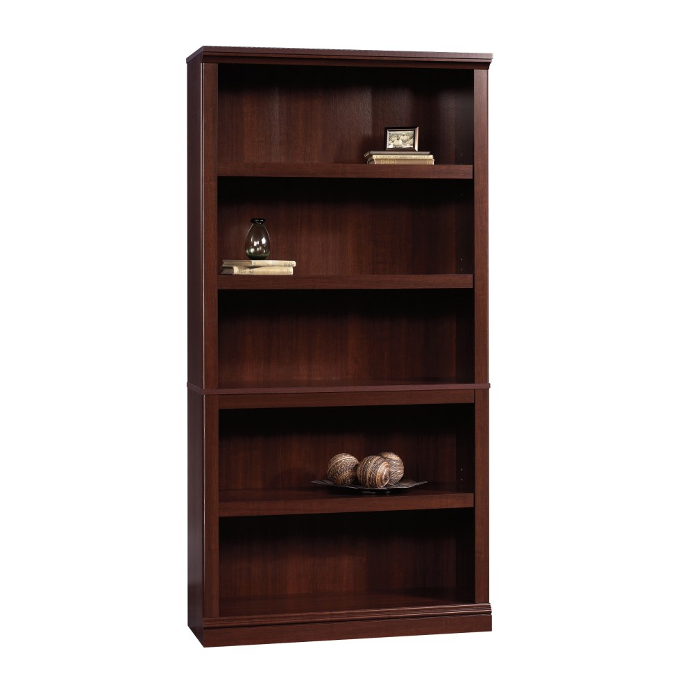 Sauder Select 69 13/16inH 5-Shelf Transitional Bookcase, Cherry/Dark Finish, Standard Delivery