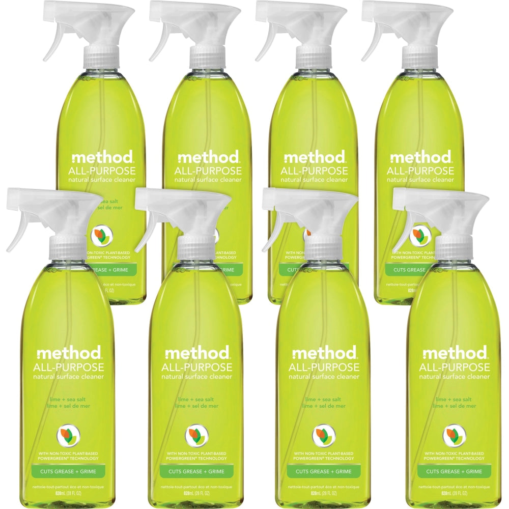 Method All-Purpose Cleaner - 28 fl oz (0.9 quart) - Lime + Seasalt Scent - 8 / Carton - Lime