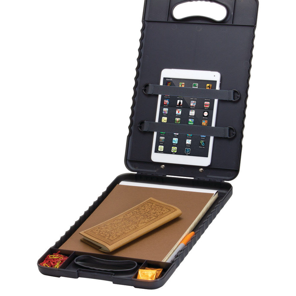 Officemate OIC Tablet Clipboard Case, 16 1/10inH x 10 1/5inW x 1 3/10inD, Charcoal