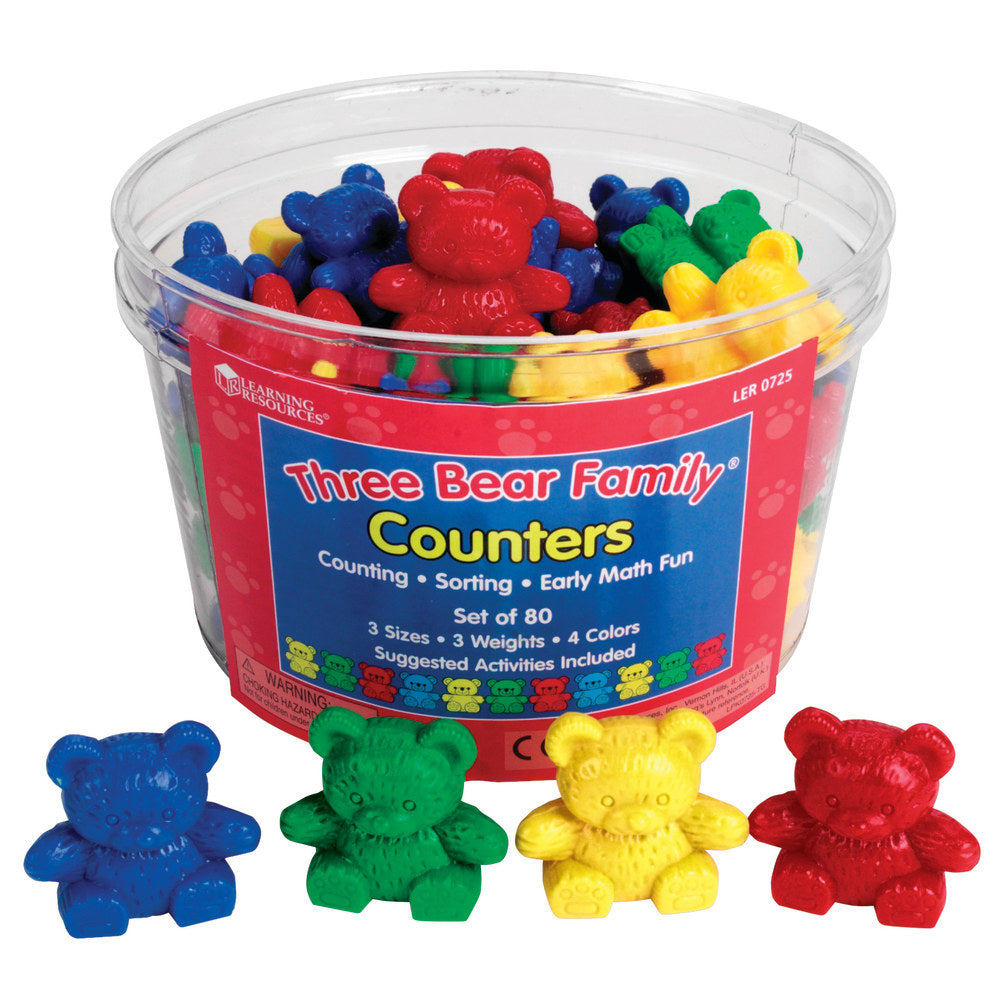 Learning Resources Three Bear Family Counters Basic Set, Age 3-12, Pack Of 80