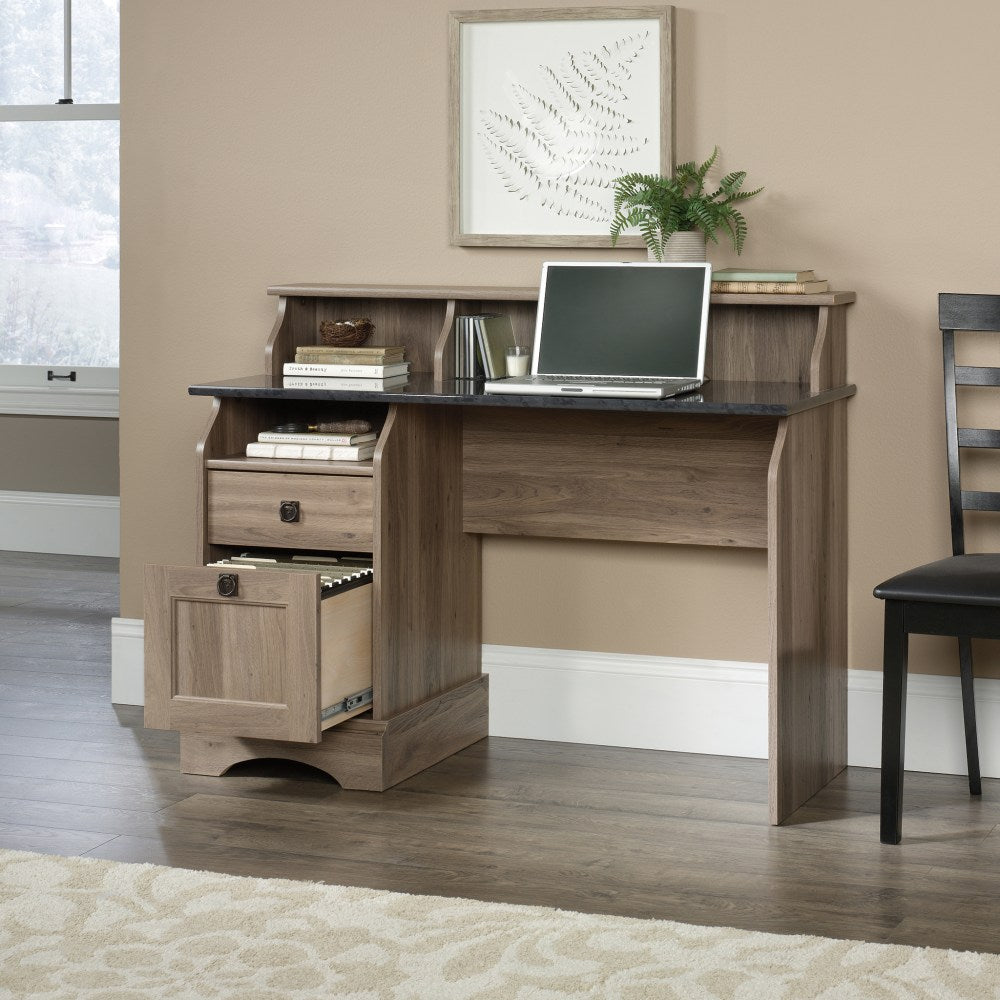 Sauder Graham Hill 47inW Computer Desk With Hutch, Salt Oak