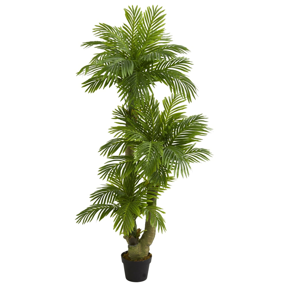 Nearly Natural Triple Phoenix Palm 60inH Artificial Tree With Pot, 60inH x 11inW x 6inD, Green