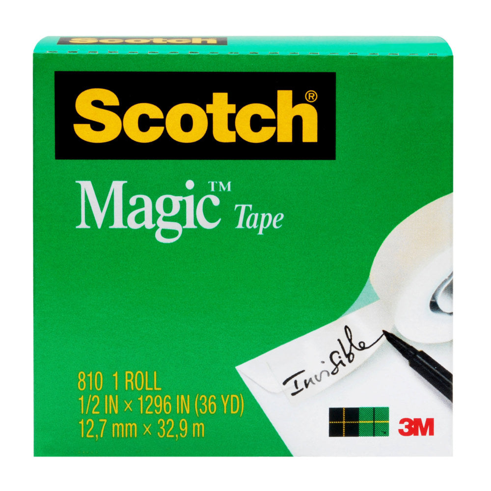 Scotch Magic 810 Tape, 1/2in x 1,296in, Clear