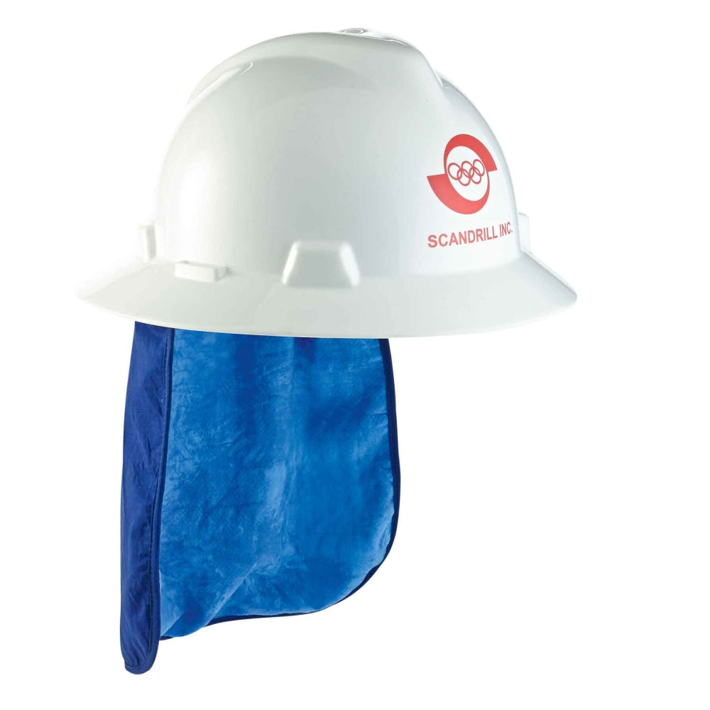 Ergodyne Chill-Its 6717CT Evaporative Cooling Hard Hat Neck Shades With Cooling Towel, One Size, Blue, Pack Of 6 Neck Shades