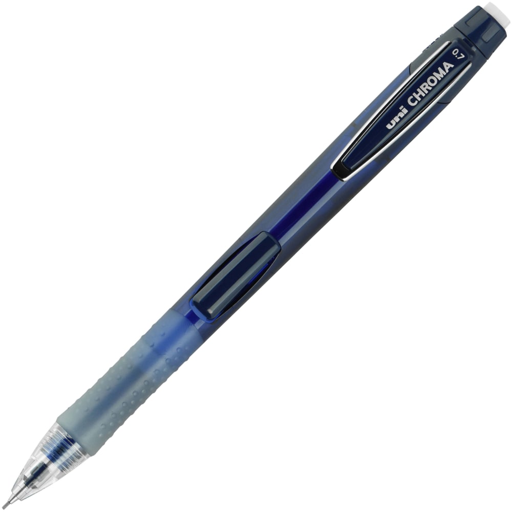 uni-ball Chroma Auto-Advancing Mechanical Pencils With Hexagonal Twist Eraser, 0.7 mm, Cobalt Blue Barrel, Pack Of 12 Pencils