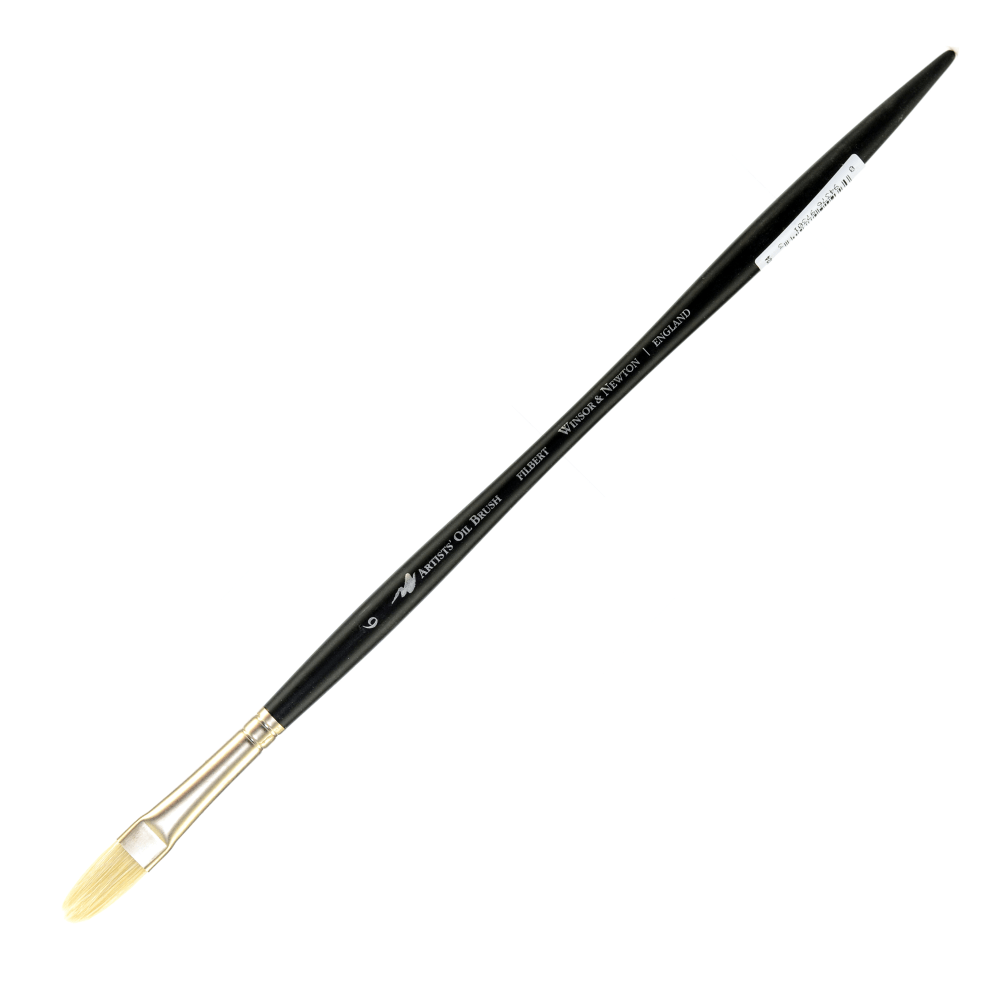 Winsor & Newton Artists Oil Paint Brush, Size 6, Filbert Bristle, Hog Hair, Black