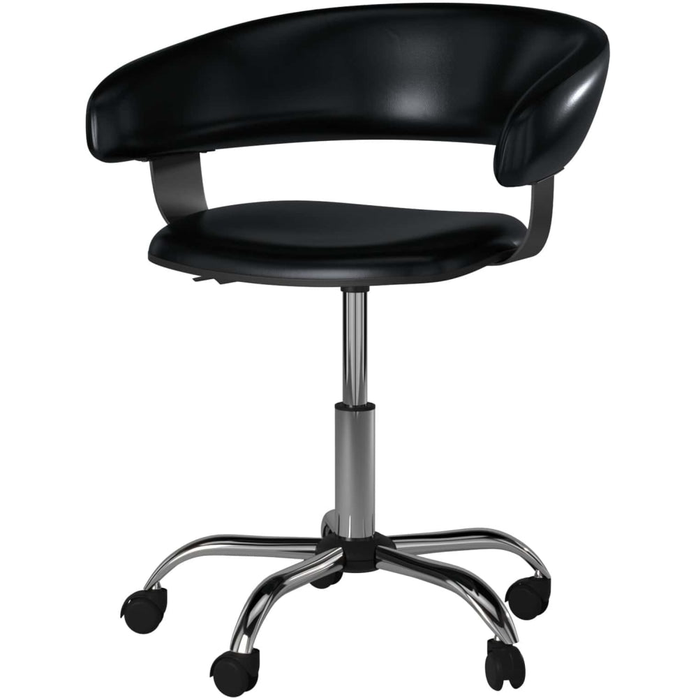 Powell Low-Back Faux Leather Gas-Lift Desk Chair, Black