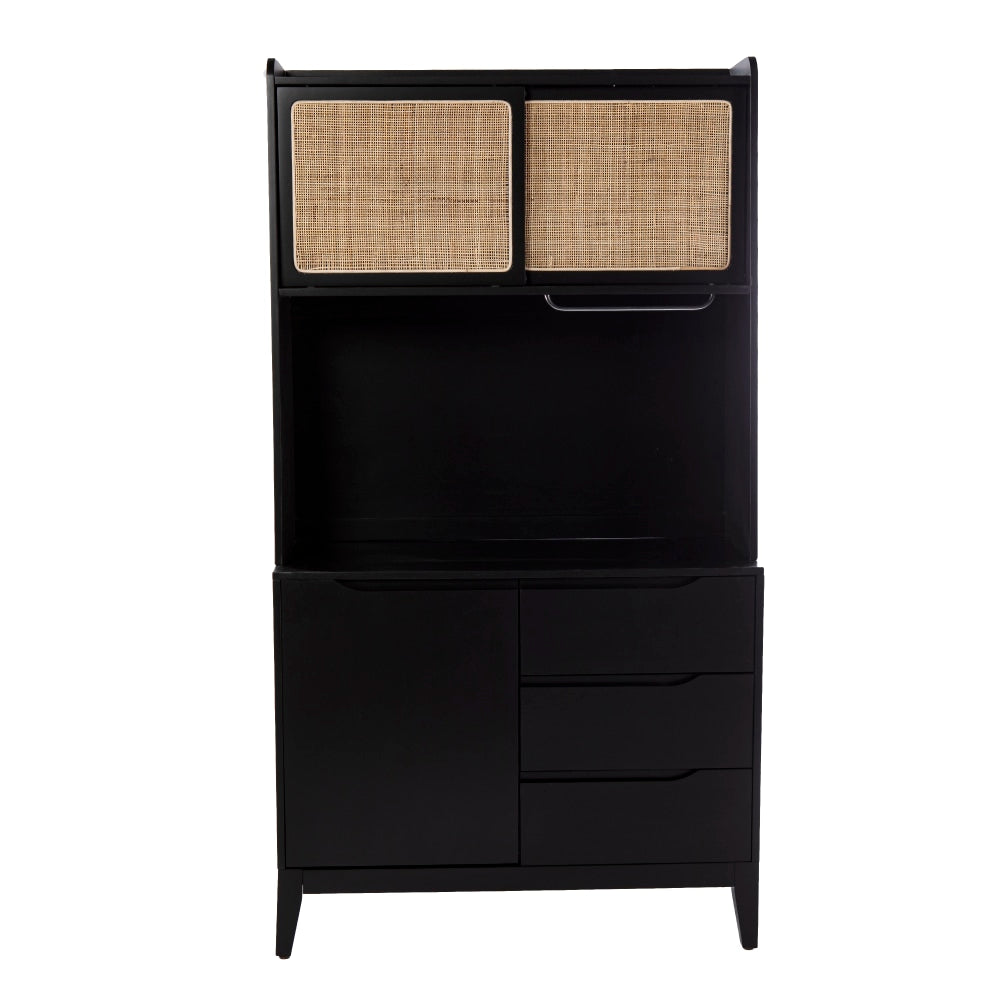 SEI Furniture Carondale 38inW Tall Buffet Cabinet With Storage, Black/Natural