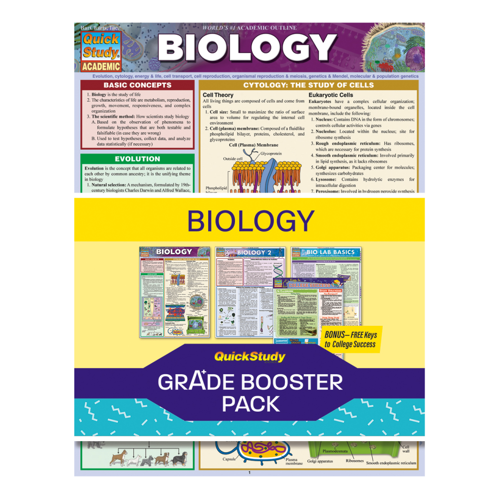 QuickStudy Grade Booster Pack, Biology