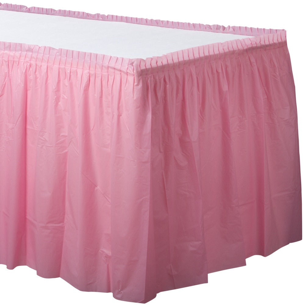 Amscan Plastic Table Skirts, New Pink, 21' x 29in, Pack Of 2 Skirts