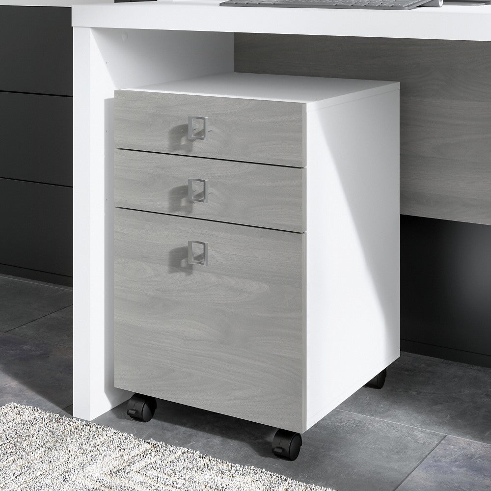 Bush Business Furniture Echo 17inD Vertical 3-Drawer Mobile File Cabinet, Pure White/Modern Gray, Delivery