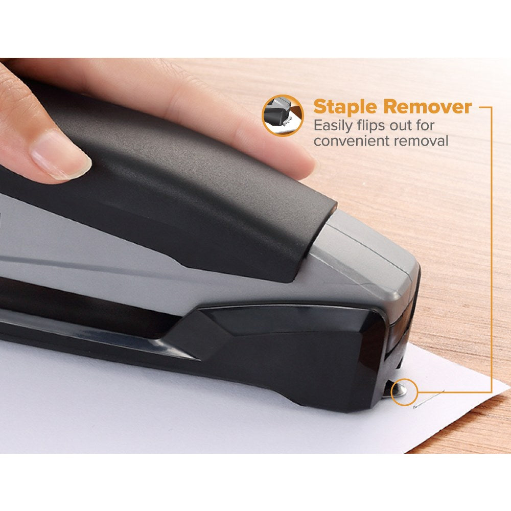 Bostitch InPower Spring-Powered Desktop Stapler, 20-Sheet Capacity, Black/Gray