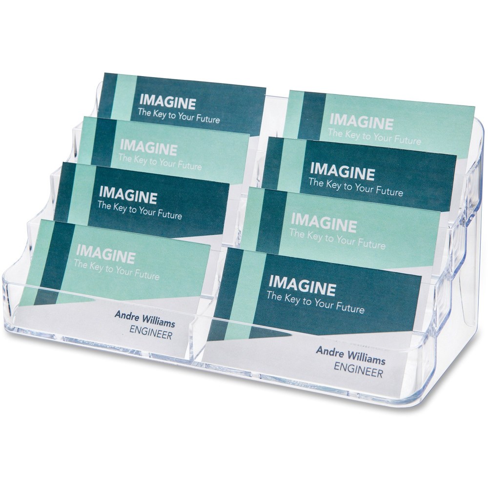 Deflecto 8-Compartment Business Card Holder, 3 7/8inH x 7 7/8inW x 3 5/8inD, Clear, DEF70801